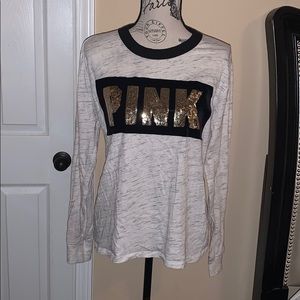 PINK long sleeved sequence letter shirt